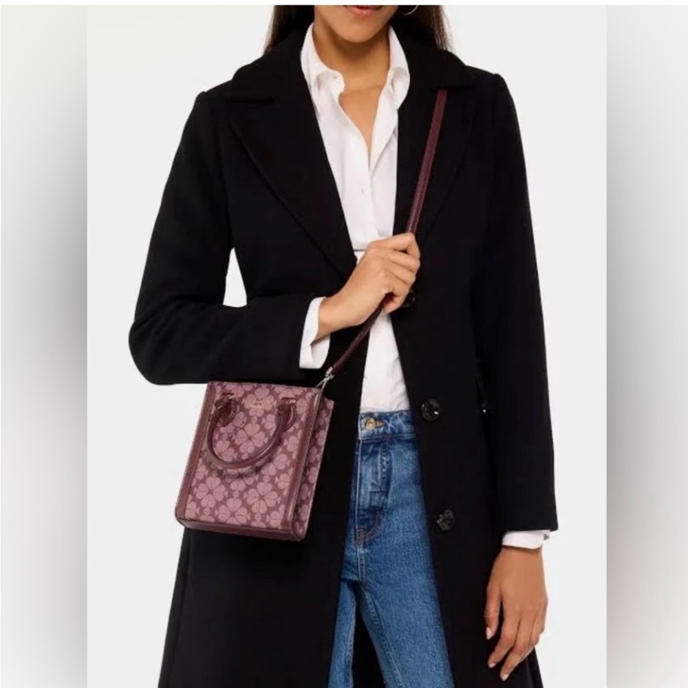 NWT Kate Spade Flower Spades Leather Mini Tote/Crossbody in Grenache MSRP $329 - Picture 3 of 10